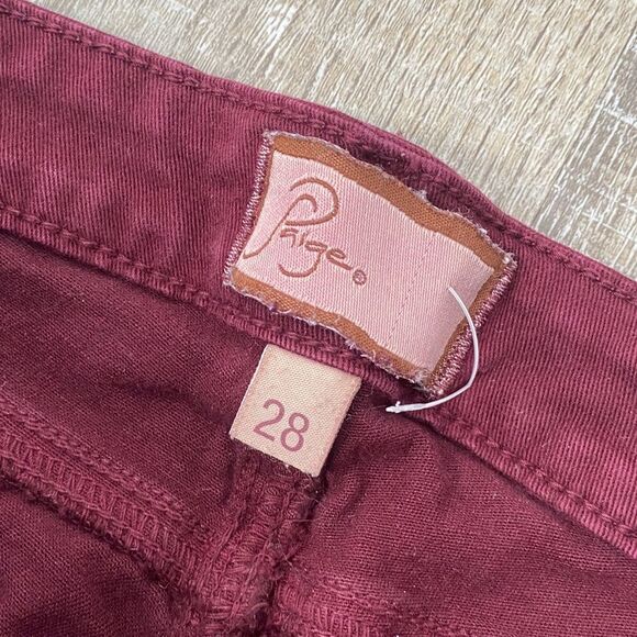 Y2K Paige Peg Skinny Slim Jeans Women’s 28 Burgundy Maroon Swiftie Academia Vamp - Picture 7 of 14